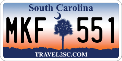 SC license plate MKF551