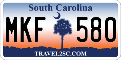 SC license plate MKF580