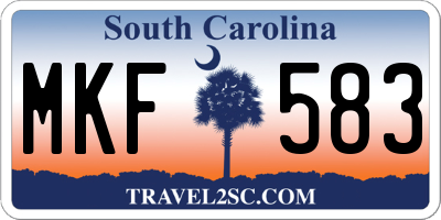 SC license plate MKF583
