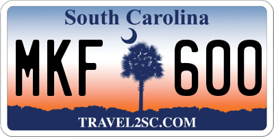 SC license plate MKF600