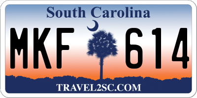 SC license plate MKF614