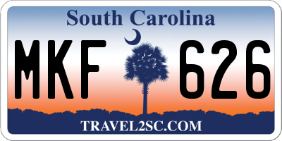 SC license plate MKF626