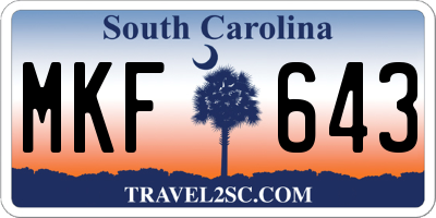 SC license plate MKF643