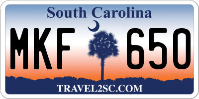 SC license plate MKF650