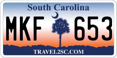SC license plate MKF653