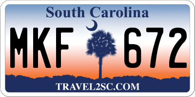 SC license plate MKF672