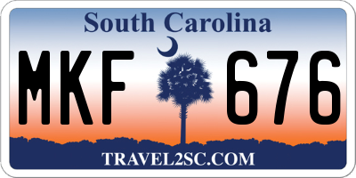 SC license plate MKF676