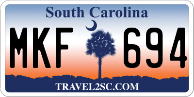 SC license plate MKF694