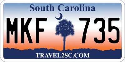 SC license plate MKF735