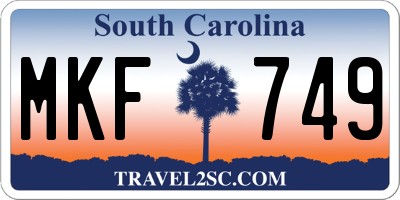 SC license plate MKF749