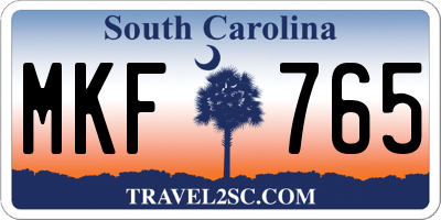 SC license plate MKF765