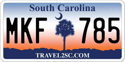 SC license plate MKF785