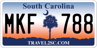 SC license plate MKF788