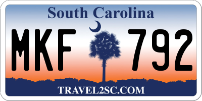 SC license plate MKF792