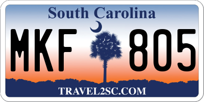 SC license plate MKF805