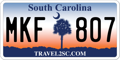 SC license plate MKF807