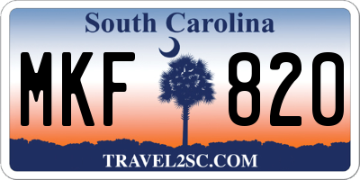 SC license plate MKF820