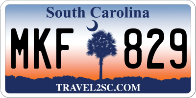 SC license plate MKF829