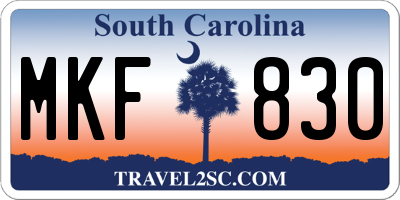 SC license plate MKF830
