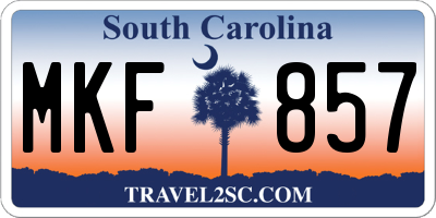 SC license plate MKF857