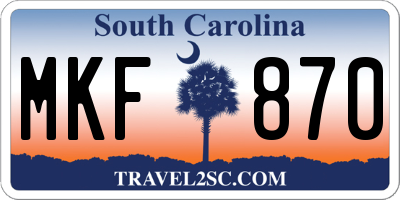 SC license plate MKF870