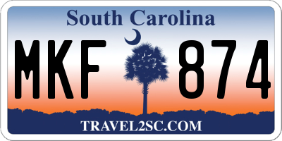 SC license plate MKF874