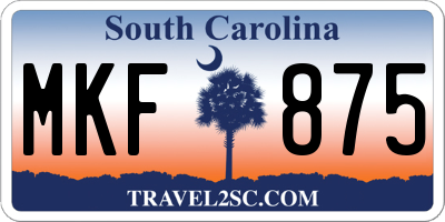SC license plate MKF875