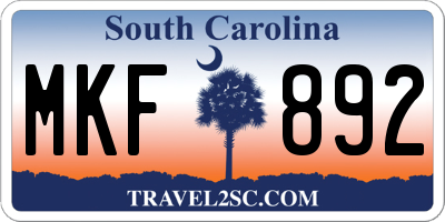 SC license plate MKF892