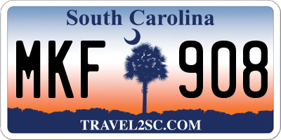 SC license plate MKF908