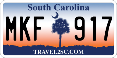 SC license plate MKF917