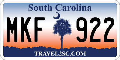 SC license plate MKF922