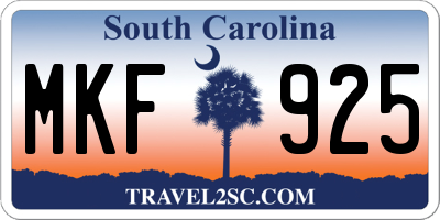 SC license plate MKF925