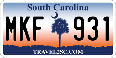 SC license plate MKF931