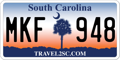 SC license plate MKF948
