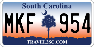 SC license plate MKF954