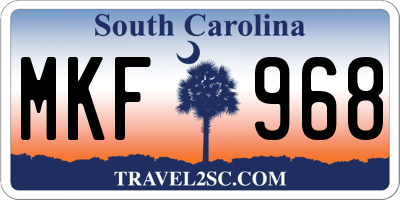 SC license plate MKF968