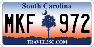 SC license plate MKF972