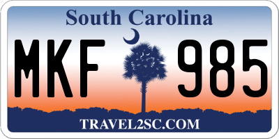 SC license plate MKF985
