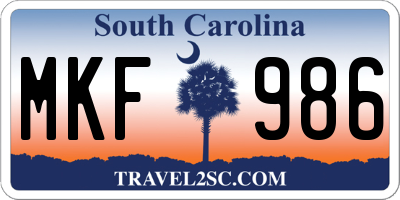 SC license plate MKF986