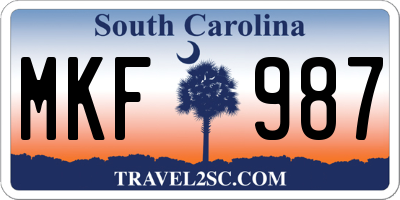 SC license plate MKF987