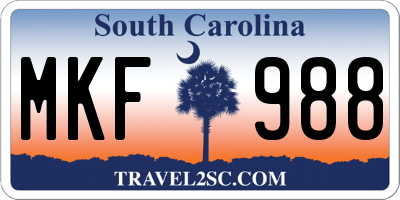SC license plate MKF988