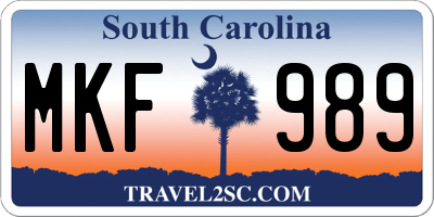SC license plate MKF989