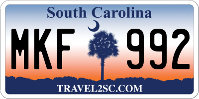 SC license plate MKF992