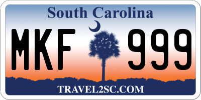 SC license plate MKF999