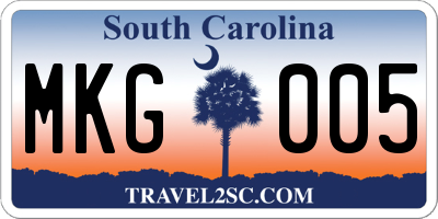SC license plate MKG005