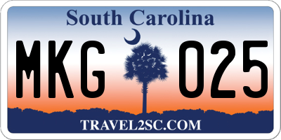 SC license plate MKG025
