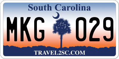 SC license plate MKG029