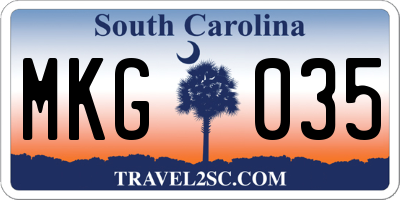 SC license plate MKG035