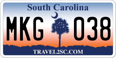 SC license plate MKG038