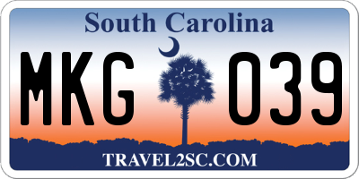 SC license plate MKG039